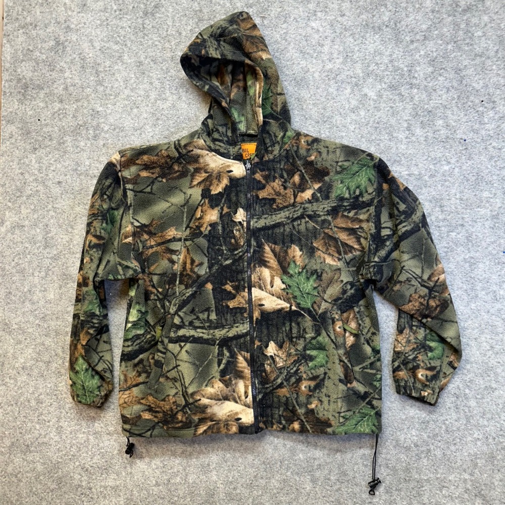 Trail Crest Fleece Hoodie Mens Large Camo Highland Timber Full Zip